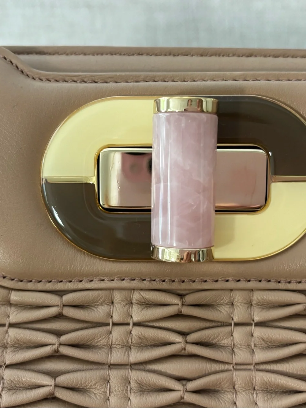Bvlgari Beige Nappa Leather Plissé Handbag – Isabella Rossellini Collection
